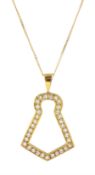 18ct gold round brilliant cut diamond keyhole pendant necklace