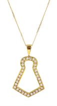 18ct gold round brilliant cut diamond keyhole pendant necklace