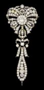 Late 18th / early 19th century French silver and paste stomacher pendant brooch