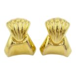 Pair of 9ct gold fan shaped stud earrings