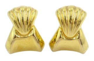 Pair of 9ct gold fan shaped stud earrings