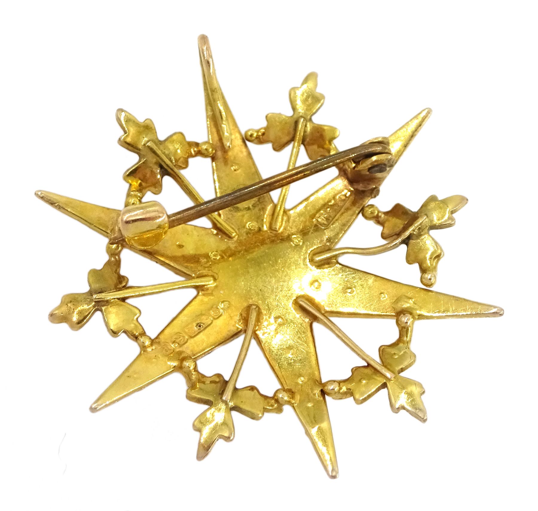 Early 20th century 9ct gold seed pearl star brooch - Image 2 of 2