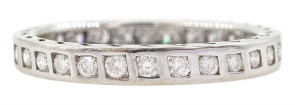 18ct white gold rubover set round brilliant cut diamond full eternity ring