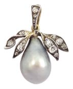 19th century silver and gold pearl and diamond pendant