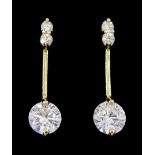 Pair of 9ct gold cubic zirconia pendant stud earrings