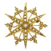 Early 20th century 9ct gold seed pearl star brooch