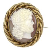 Victorian gilt shell cameo swivel brooch