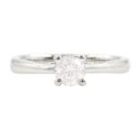 18ct white gold single stone round brilliant cut diamond ring