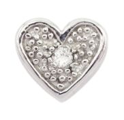 14ct white gold round brilliant cut diamond heart shaped pendant