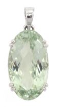 18ct white gold single stone oval briolette cut zoisite pendant