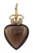 Early 20th century heart shaped smokey quartz