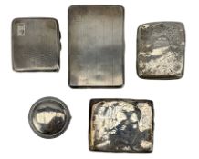 Engine turned silver cigarette case Birmingham 1944