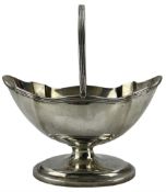 Victorian silver oval sugar basket of fluted design