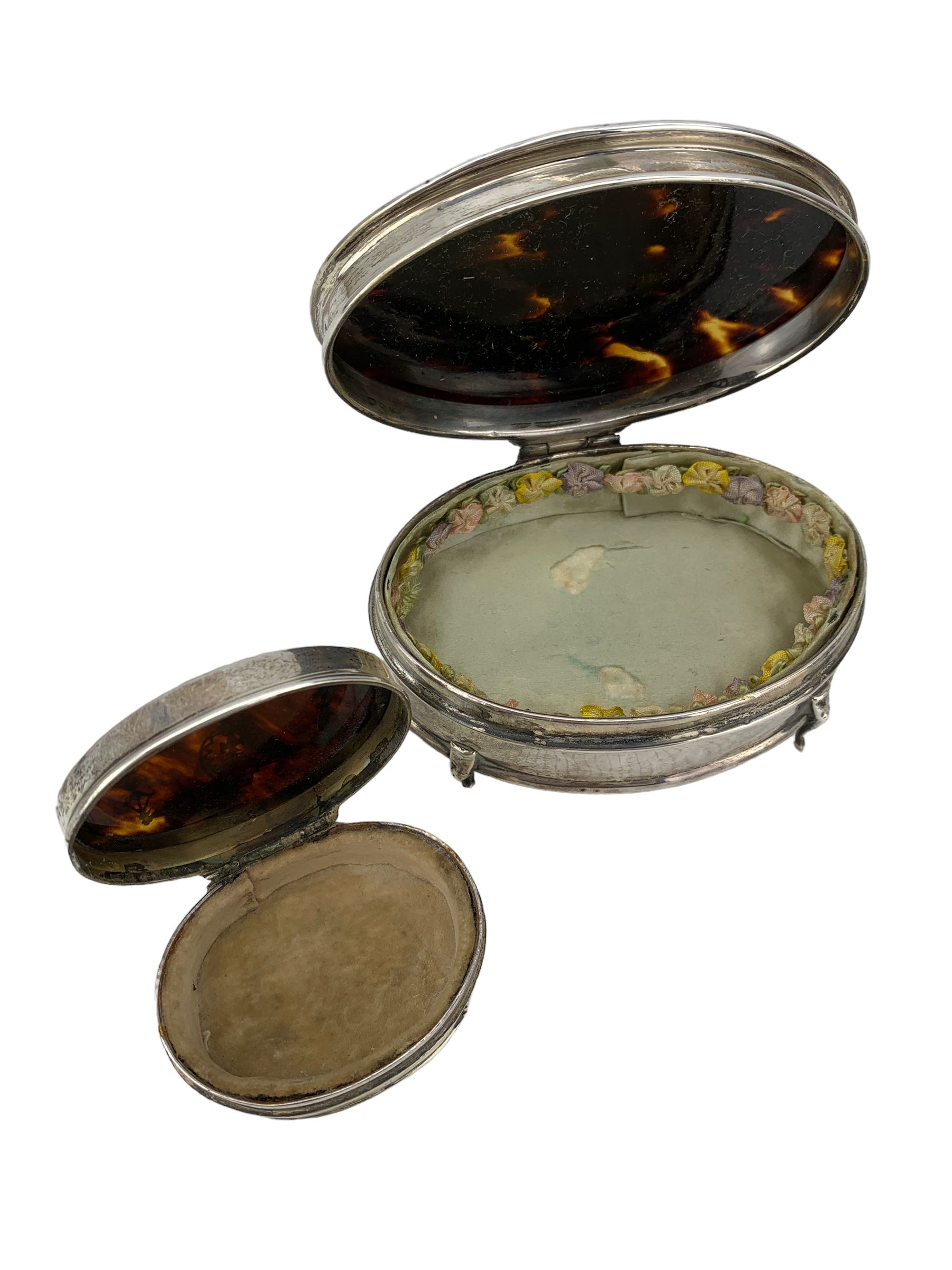 Early 20th century matched three-piece silver and tortoiseshell dressing table set comprising a glas - Image 3 of 3