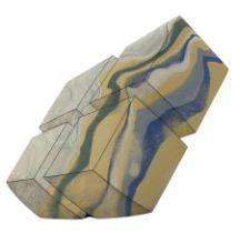 Ben Arnup (British 1954-): stoneware trompe l'oeil angular form sculpture