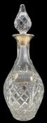 Glass decanter with hobnail decoration and silver collar London 1989 and a silver Sherry decanter la