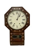 Late 19th century mahogany 8-day drop dial wall clock