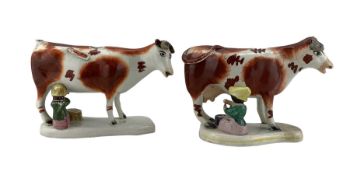 Two Victorian Staffordshire cow creamers