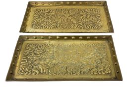 Attributed to the Keswick School of Industrial Art - Pair of graduated brass rectangular trays with
