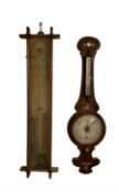 19th century Admiral Fitzroy barometer and a late 19th century two glass wheel barometer. Fitzroy b