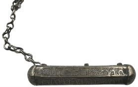 Middle Eastern silvered metal amulet holder