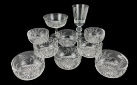 Set of eight late 19th century glass finger bowls