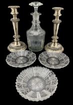 Pair of George III old Sheffield plate candlesticks with gadroon edge borders