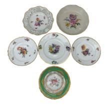 Group of 19th century floral painted porcelain