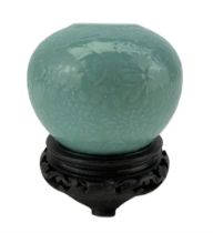 Chinese Qing dynasty turquoise glazed water pot