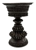 19th century Tibetan silver butter lamp