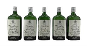 Five bottles of Gordons Special Dry London Gin
