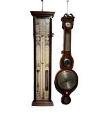 An early 20th century Fitzroy mercury barometer and a late 19th century wheel barometer. Fitzroy bar