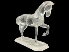 Swarovski Silver crystal - Model of a trotting horse on a frosted base H9cm in original fitted box