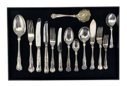Quantity of plated King's pattern cutlery for eight covers including knives