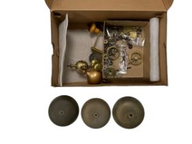 Collection consisting of three longcase bells and various other longcase parts including pulleys