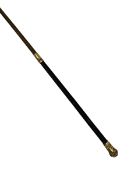 19th century ladies riding plaited leather whip with embossed gold plated pommel and collar