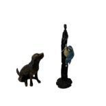 Richard Cooper - Limited edition bronze of a seated labrador 164/250 H6cm and a bronze and porcelain