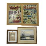 Pair of large coloured prints of Dandy and Beano covers