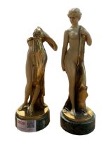 Pair of gilt metal and plastic classical figures after Preiss (2)