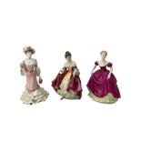 Royal Doulton figure Southern Belle HN2229 and two Coalport figures Georgina and Flair (3)