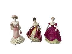 Royal Doulton figure Southern Belle HN2229 and two Coalport figures Georgina and Flair (3)
