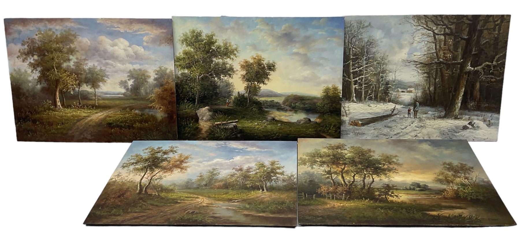 Collection of continental style oils on panel with landscape and street scenes - Image 3 of 3