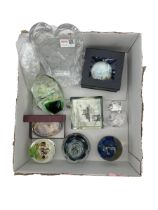 Collection of nine various glass paperweights