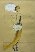Georges Barbier (French 1882-1932): Dancer with Fan