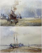 John Sutton (British 1935-): 'Victorian Shipping - Greenwich Reach c1900' and 'Evening Light - Bridh