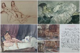 William Russel Flint (Scottish 1880-1969): 'Silver Frock' 'The Marchesa's Boathouse' 'Cecelia & Her