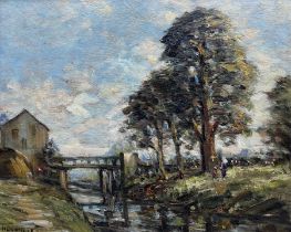 Harold Bennett (British 1879-1955): 'Thoresby Bridge - Lincolnshire'