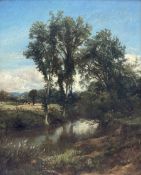 English School (19th century): River Landscape with Trees