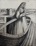Frederick George Austin (British 1902-1990): A Woman on her Houseboat ‘Eliza’