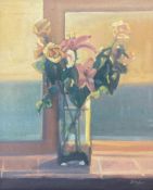 Steven Bewsher (Northern British 1964-): Still Life of 'Vase of Flowers'